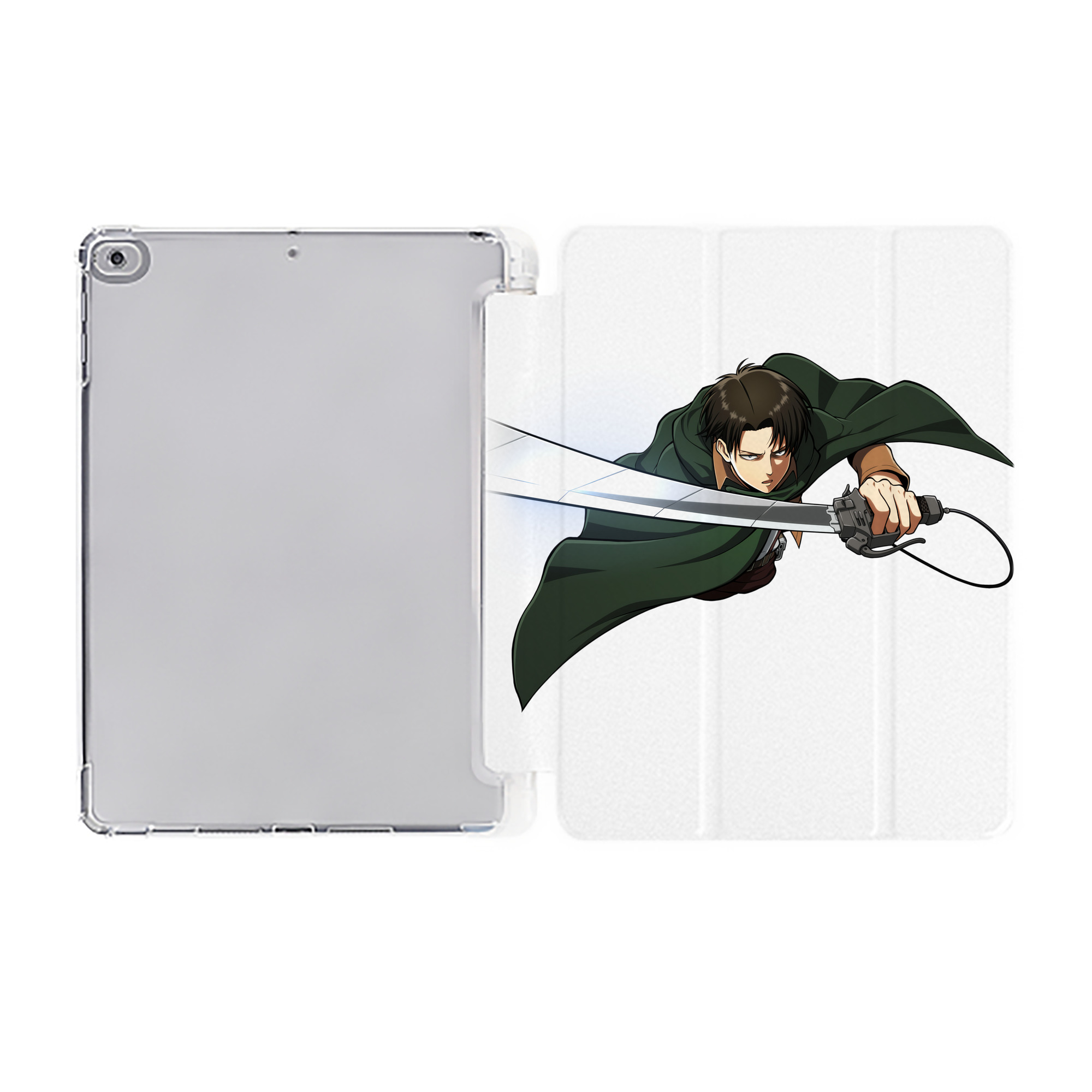 （画像用） 進撃の巨人 リヴァイ·アッカーマン Attack on Titan Levi Ackerman IPad ケース ペン収納付き 三つ折りスタンド PUレザー×シリコン 対応機種9.5/10.5/10.9インチ